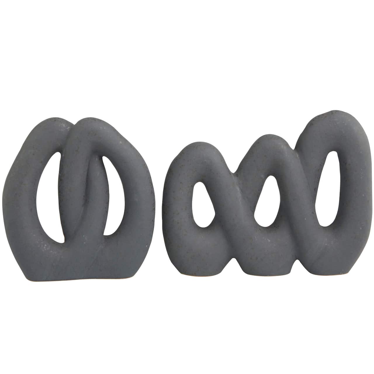 Black Interwoven Circles Ceramic Abstract Sculpture Set